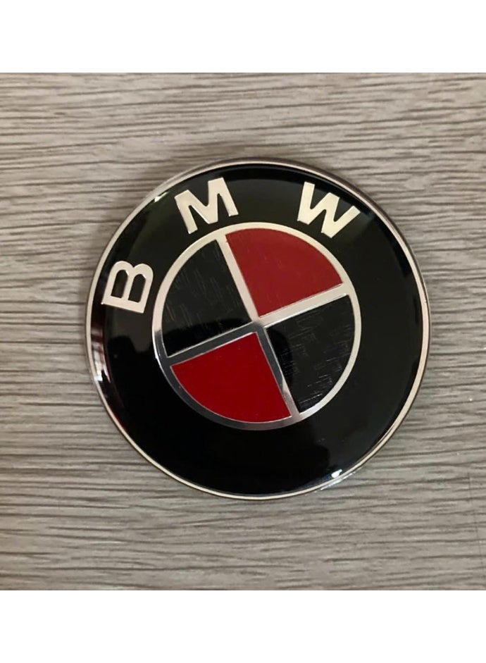 بي إم دبليو علامة شعار أمامي من قطعة واحدة من بي إم دبليو 82 مم - أسود وأحمر - Image 4